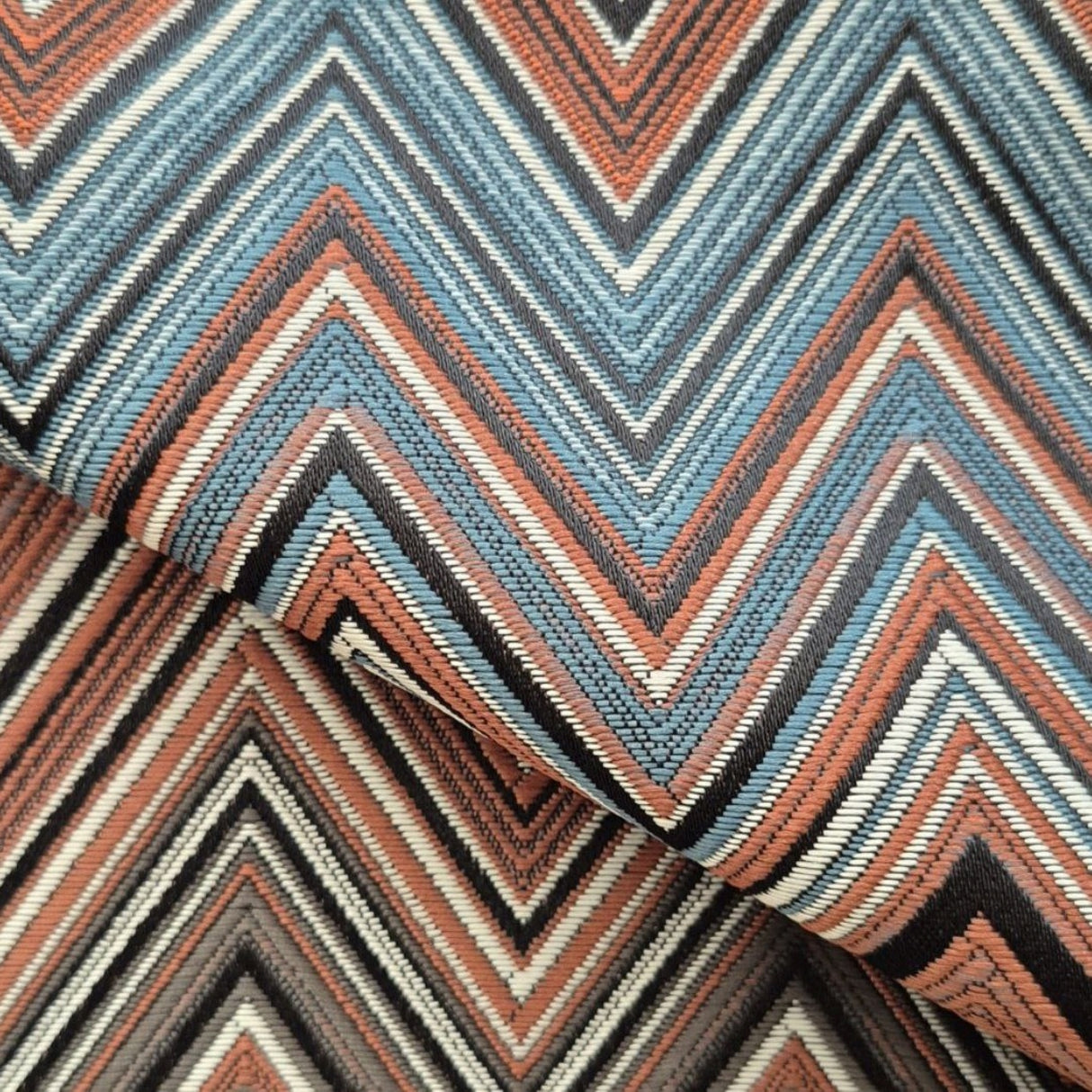 Ziggy W10 Multicolor Chevron Woven Fabric – 100% Polyester Upholstery & Curtain Material, Made in Turkey