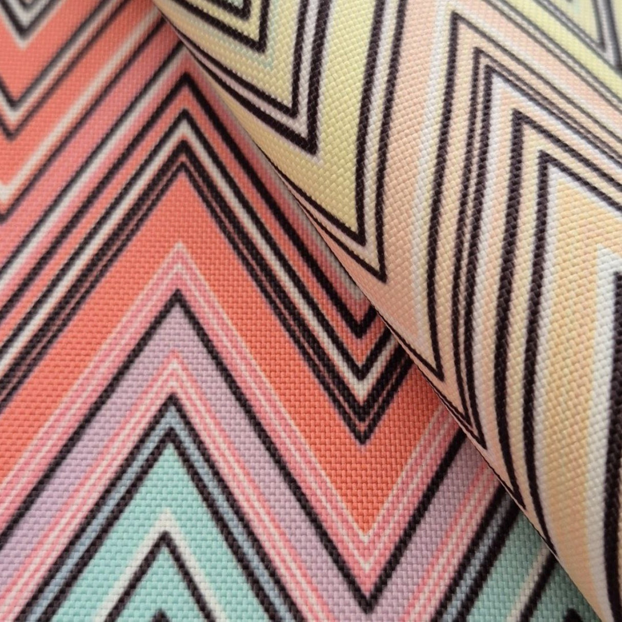 Ziggy P14 Multicolor Chevron Printed Fabric – 100% Polyester Upholstery Material, Made in Turkey