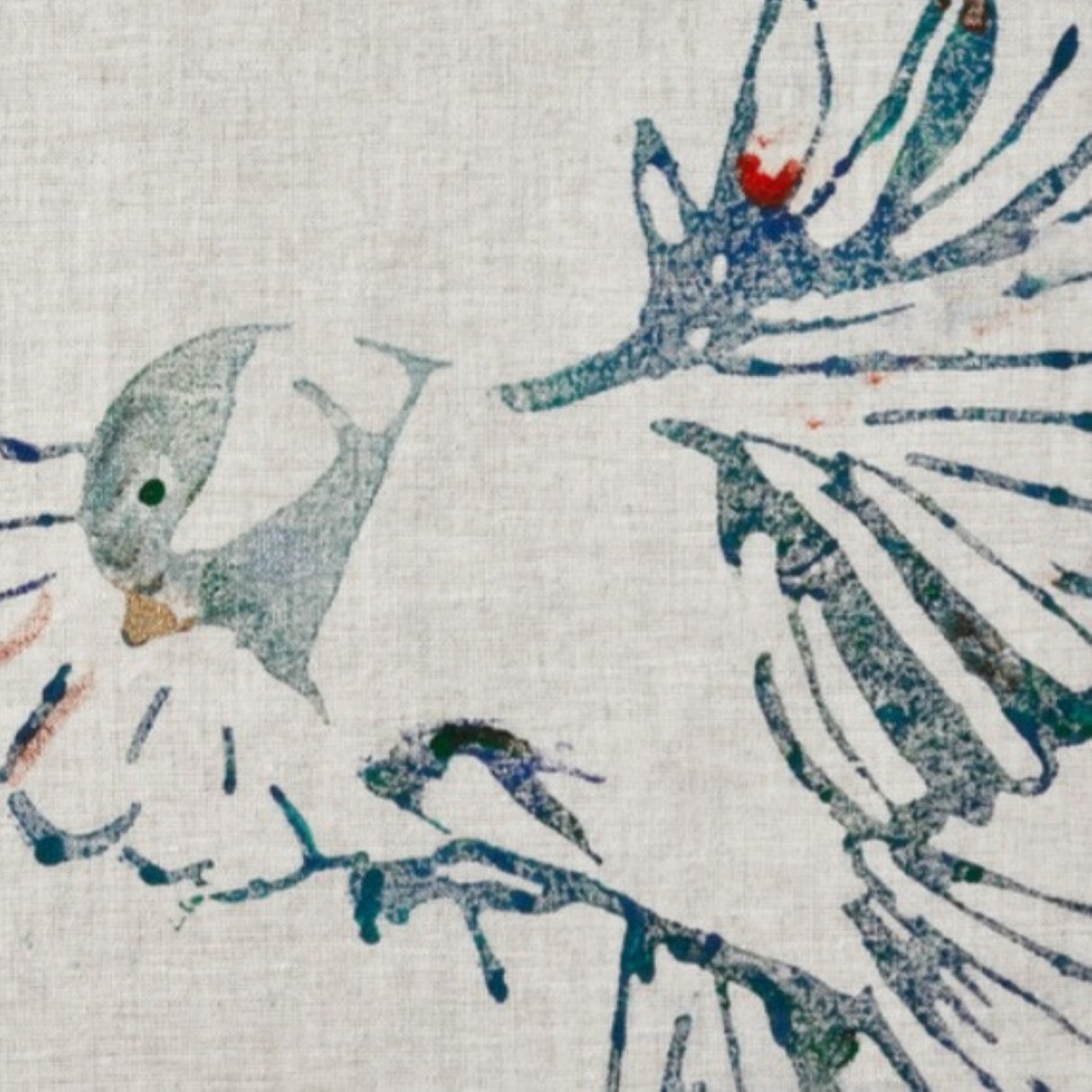 Enchanted Forest, Birds' Wings Hand Embroidered Linen Napkin Set Of Two – Elegant Table Linen Décor for Stylish Tables