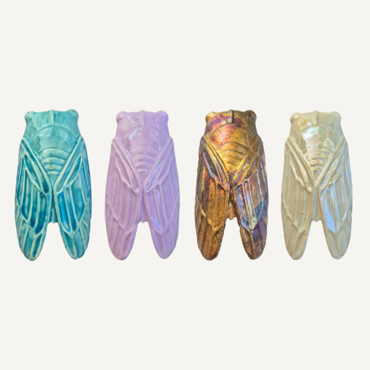 Cicada Gold - Insect Series Handmade Ceramic Wall Object – Contemporary Artistic Design