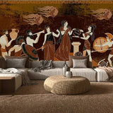 Ancient Greek Celebration Wallpaper – Mythological Feast Mural for Artistic Interiors  Description: