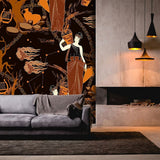 Ancient Greek Women & Lyre Wallpaper – Mythological Harmony Mural for Artistic Interiors  Description: