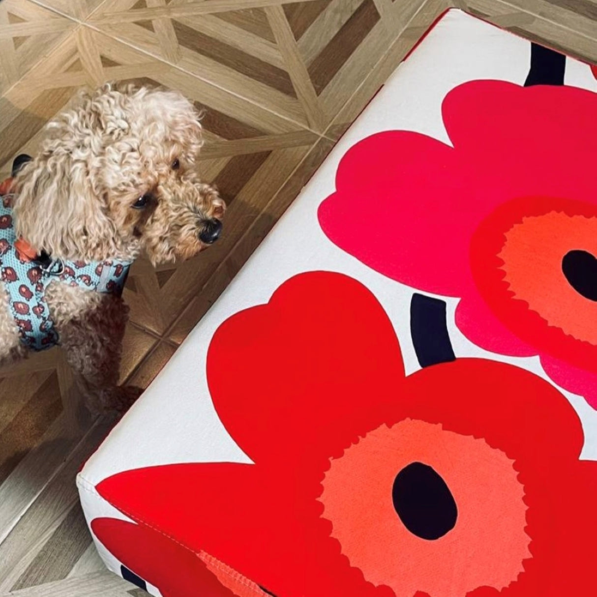 Bloom-Pop Maxi Coffee Table - Handmade Coffee Table with Marimekko Fabric Floral Pattern
