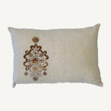 Earring Beige Hand Embroidered Linen Cushion – Elegant Home Décor Accent for Stylish Interiors