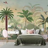 Papel pintado Tropical Dawn: disponible en versiones impresas y en relieve para interiores elegantes.