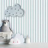 Vintage Blue Stripes Wallpaper – Classic Linear Pattern for Soft & Modern Interiors