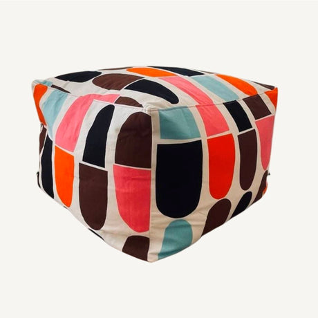 Capsula Puf – Marimekko Kumaş Geometrik Desenli El Yapımı Osmanlı Oturma Koltuğu