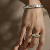 Luna Handcrafted Silver Bangle – Abstract Organic Design in 925 Sterling Silver