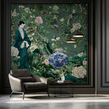 Celadon Garden Wallpaper – Cracked Jade Edition – Available In Printed And Embossed Versions For Refined Interiors