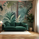 Tropical Mist Mural Wallpaper – Soft Botanical Wall Art in Sage & Blush Tones