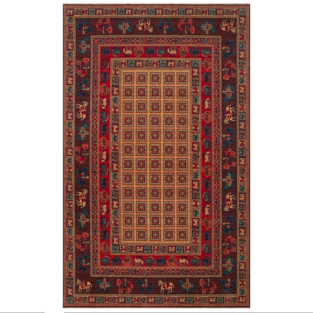 KADIM KDM 08 Violet - Anatolian Motif Artisan New Zealand Wool Rug | Hand-Loomed, Non-Shedding & Easy-Clean