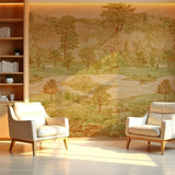 Golden Grove Mural Wallpaper – Hand-Painted Landscape for Timeless Interiors