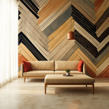Terra Lines Wallpaper – Modern Geometric Chevron Mural for Contemporary Interiors
