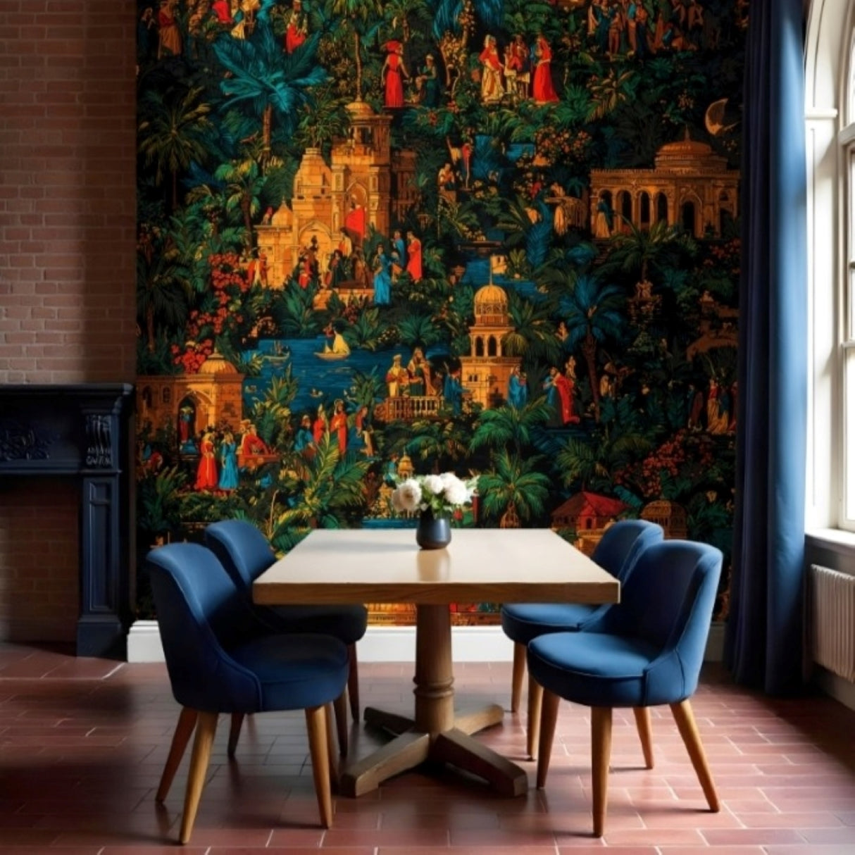 Oriental Nocturne Mural Wallpaper – Available In Printed And Embossed Versions For Elegant Interiors