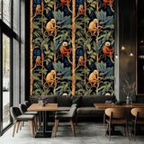 Golden Primates Wallpaper – Amber & Midnight Edition – Available In Printed And Embossed Versions For Eclectic Interiors