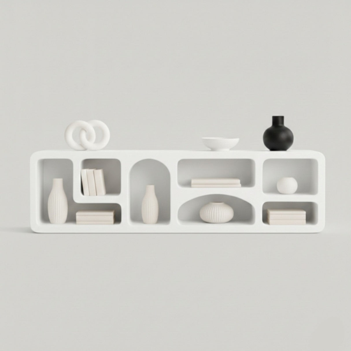 Casper Floor Display Unit – Wabi-Sabi Inspired Sculptural Shelving with Organic Form and Natural Texture