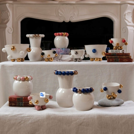 Cosmos Gold Kase, Yeşil, 2000 ml - Şık Sofralar İçin 24 Ayar Altın Detaylı Zarif Sofra Takımı