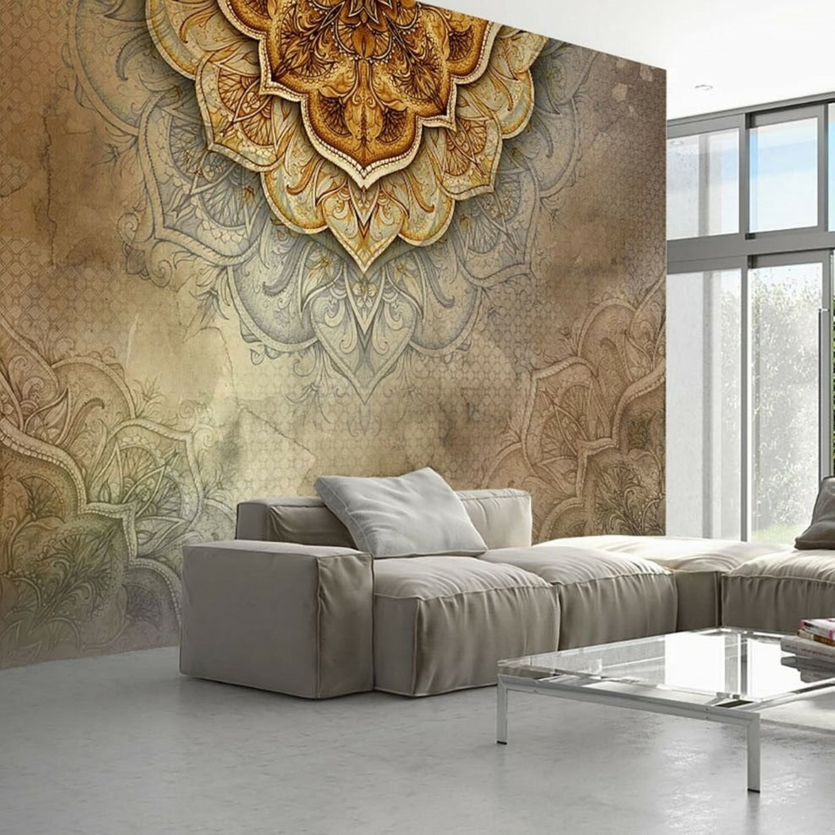 Tara Mandala Wallpaper – Elegant Contemporary Geometric Wall Décor
