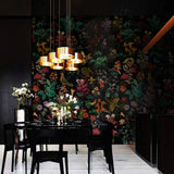 Midnight Eden Wallpaper – Emerald & Crimson Whispers – Available In Printed And Embossed Versions For Sophisticated Interiors