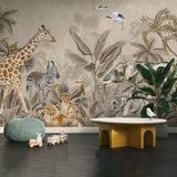 African Forest & The Animals Wallpaper - African Forest & Animals Wallpaper – Gentle Pastel Safari Art for Dreamy Walls