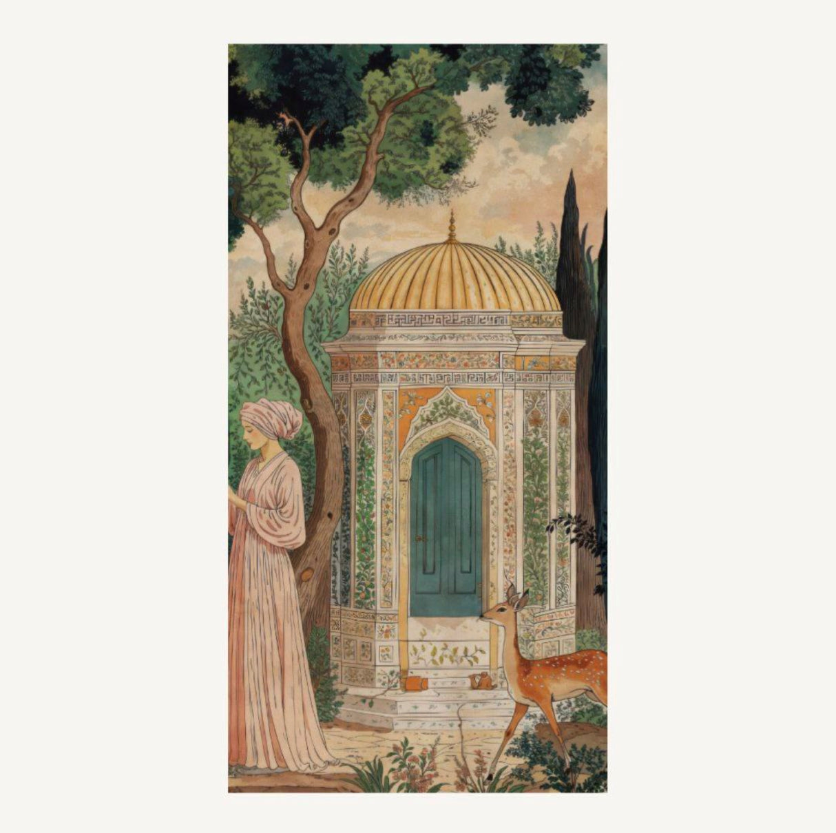 Leydi ve Hizmetçi III Duvar Paneli – Lüks Çerçevesiz 3D Kabartmalı Duvar Kağıdı Sanat Paneli