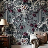 Baroque Bloom Wallpaper – Sculpted Elegance – Available in Printed and Embossed Versions for Heritage Interiors
