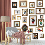 Teddy Bear Portrait Gallery On White Background Wallpaper — Playful Art Mural for Kids and Creative Spaces