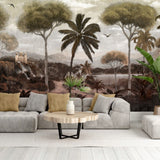 Autumn Forest and Castle Wallpaper - Artistic Nature Mural for Warm, Refined Interiors