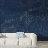 Navy Baroque Reverie Wallpaper - Available in Printed and Embossed Versions for Glamorous Interiors