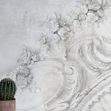 Greige Baroque Reverie Wallpaper, Featured In The Series: "Love For Rent" - Available in Printed and Embossed Versions for Glamorous Interiors