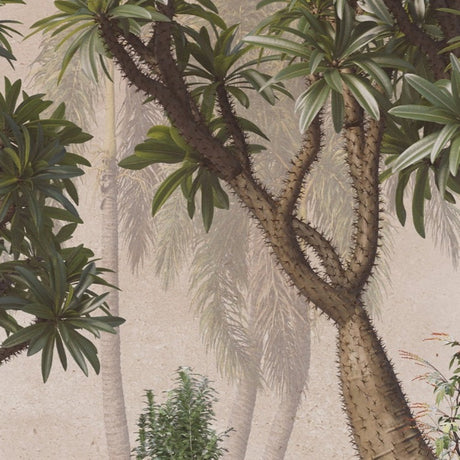 Papel pintado de bonsáis grandes: mural artístico de naturaleza para interiores contemporáneos