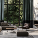 Berego – Petrol Green & Black Velvet Drapery Curtain With Linear Border Detail – For Modern & Luxurious Interiors