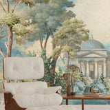 Neoclassical Garden Mural Wallpaper – Available in Printed and Embossed Versions for Elegant Interiors