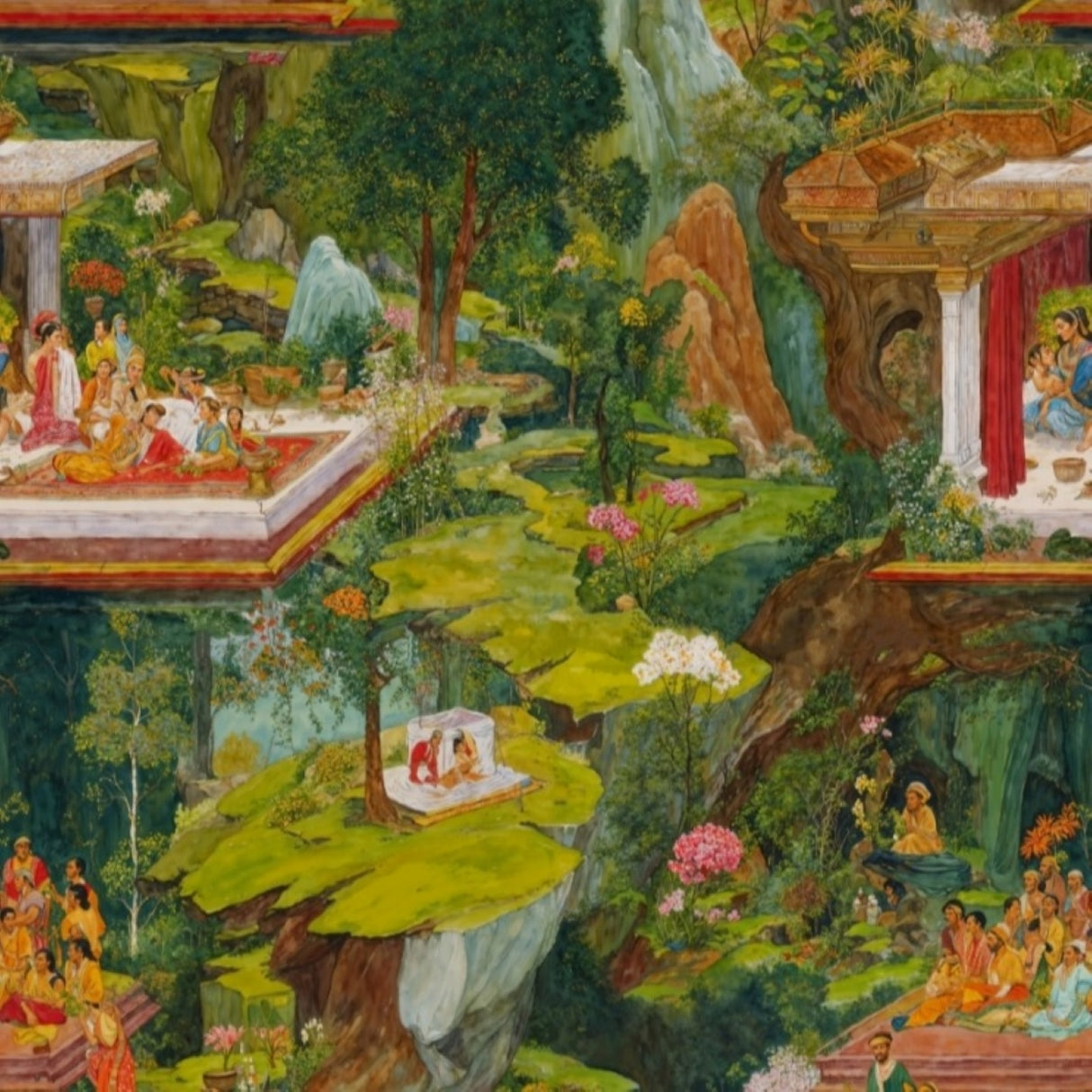 Emerald Terrace Wallpaper – Nature’s Regal Harmony – Available in Printed and Embossed Versions for Eclectic Interiors