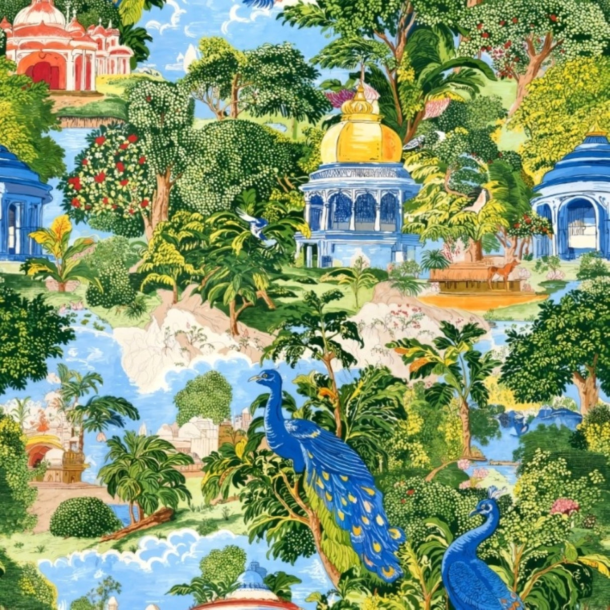 Papel pintado Royal Eden – Dorado y Esmeralda – Disponible en versiones impresas y en relieve para interiores elegantes