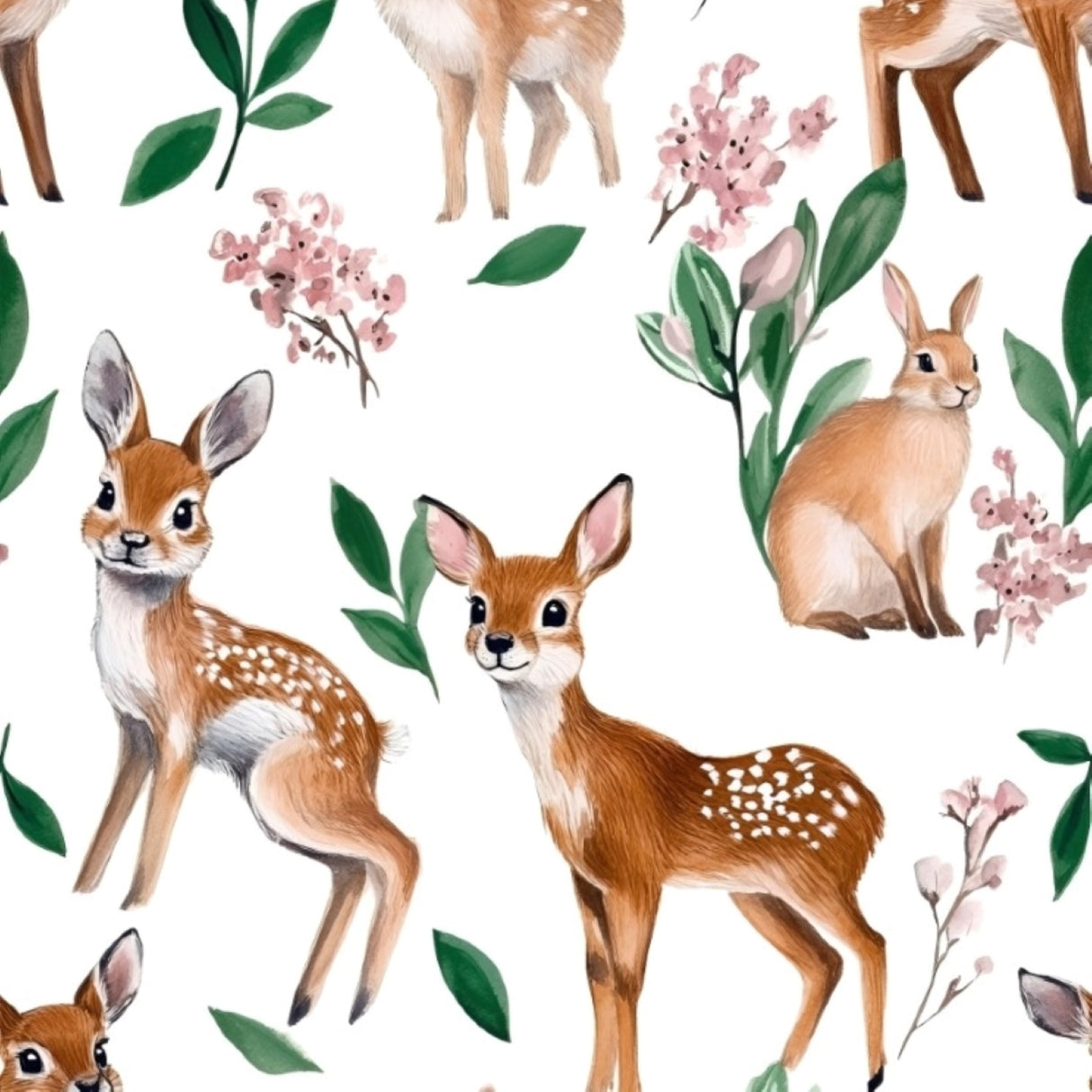 Orman Geyiği ve Tavşan Duvar Kağıdı – Çocuk Odaları İçin Hayalperest Orman Büyüsü