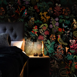 Midnight Eden Wallpaper – Emerald & Crimson Whispers – Available In Printed And Embossed Versions For Sophisticated Interiors