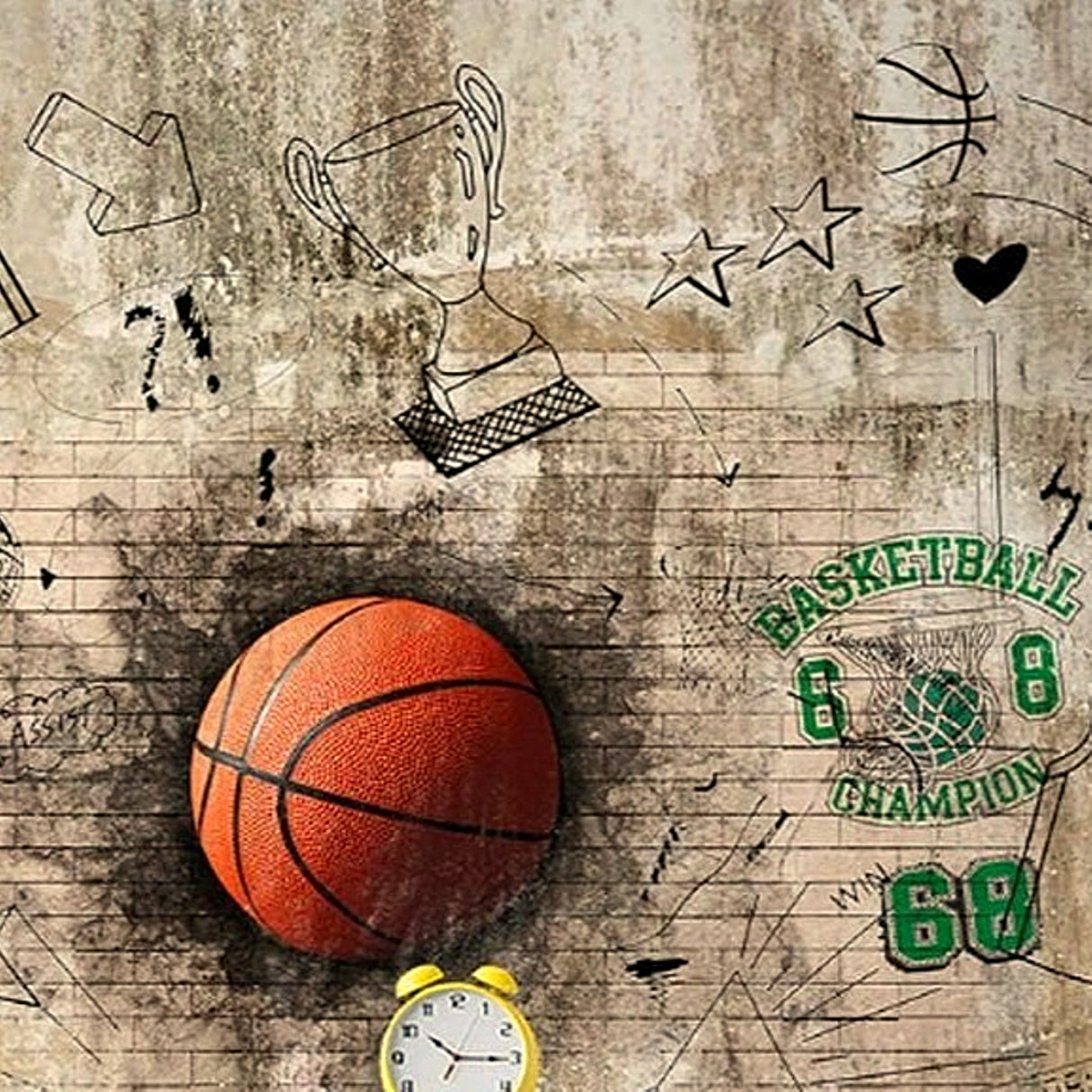 Basketball Court Wallpaper – Contemporary Sports-Inspired Dynamic Wall Décor