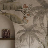 Chinoiserie Vases & Palms Mural Wallpaper – Available In Printed And Embossed Versions For Elegant Interiors