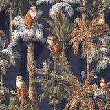 Golden Primates Wallpaper – Copper & Indigo Edition – Available In Printed And Embossed Versions For Eclectic Interiors