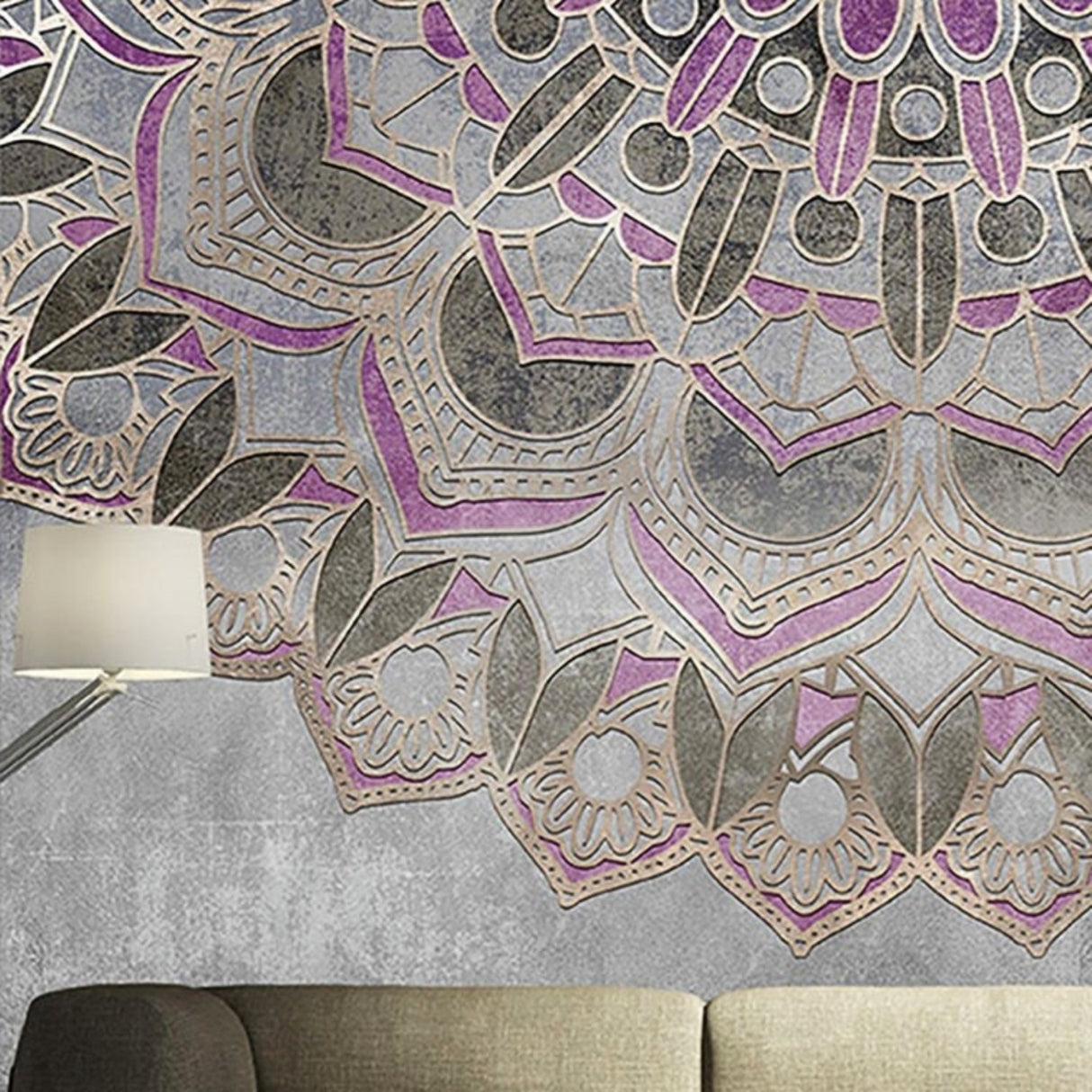 Mor Amsterdam Mandala Duvar Kağıdı – Zarif Çağdaş Geometrik Duvar Dekoru