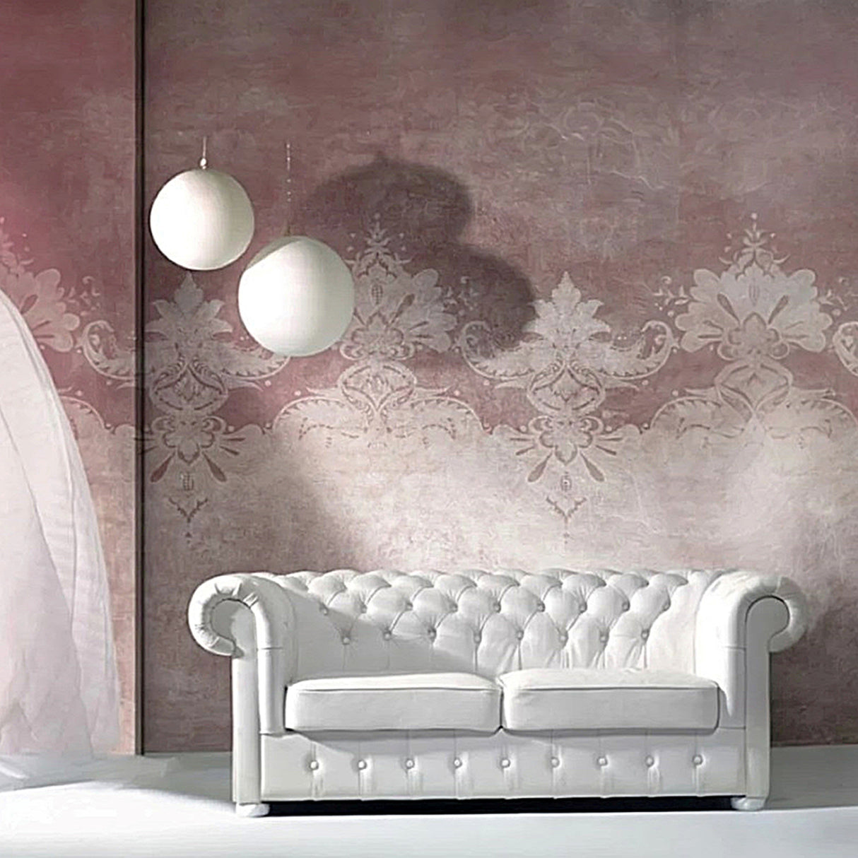 Burgundy Oriental Damask Wallpaper – Luxury Vintage Classic Wall Décor