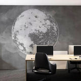 Papel pintado Dark Space Earth: decoración de pared contemporánea inspirada en planetas en color antracita