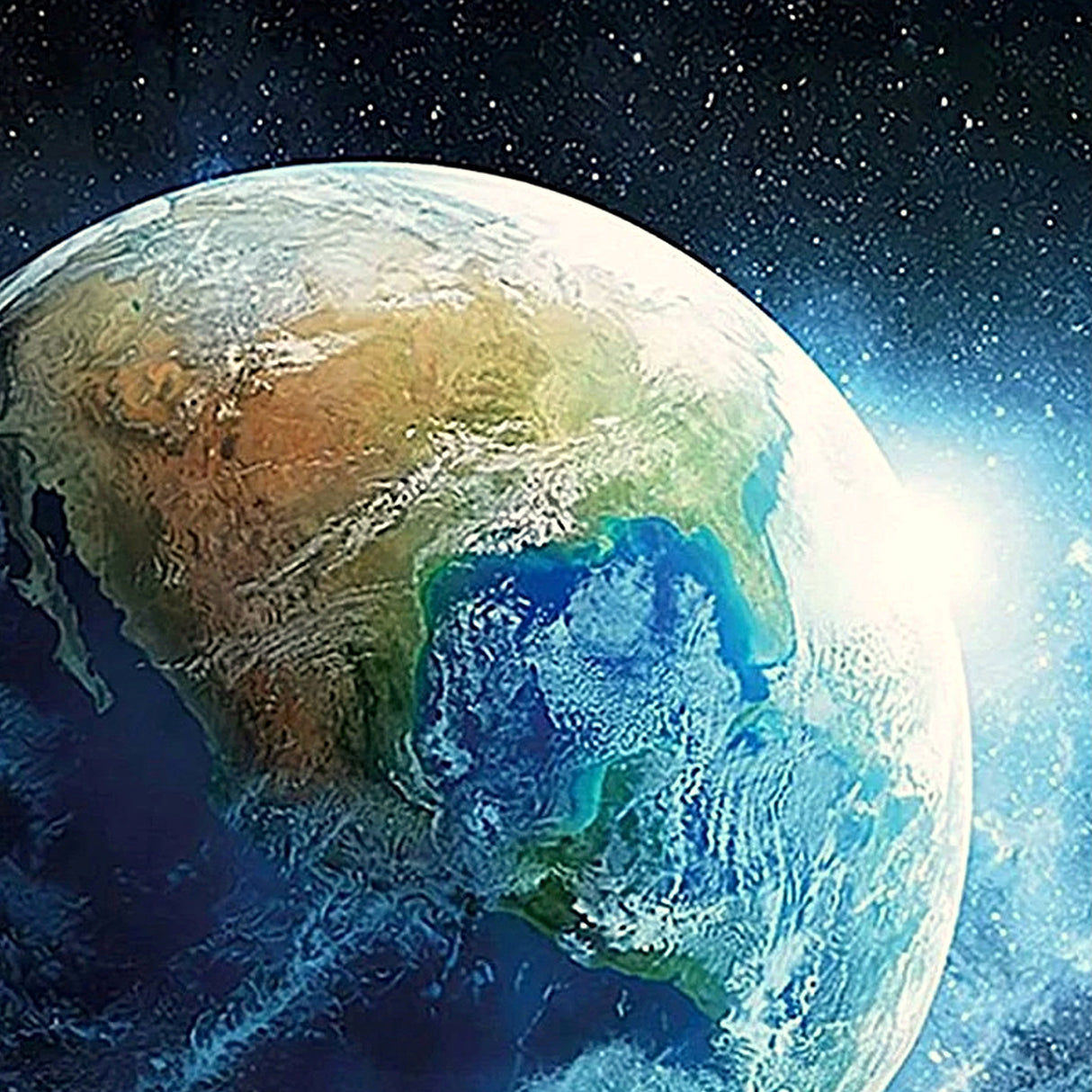 Dünya ve Sirius Yıldızı Duvar Kağıdı – Derin Uzay Manzarası, Galaksi Esintili Duvar Dekoru
