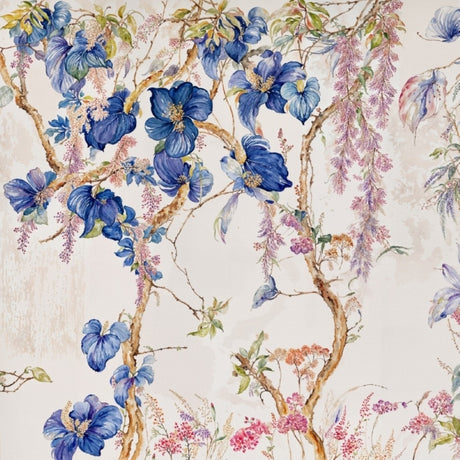 Papel pintado Azure Cascade – Acuarela Serenity – Disponible en versiones impresas y en relieve para interiores elegantes