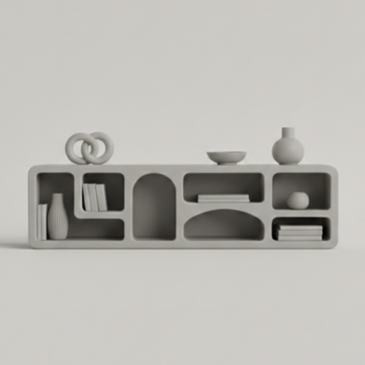 Casper Floor Display Unit – Wabi-Sabi Inspired Sculptural Shelving with Organic Form and Natural Texture