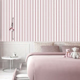 Vintage Pink & Ivory Stripes Wallpaper – Classic Linear Pattern for Soft & Modern Interiors