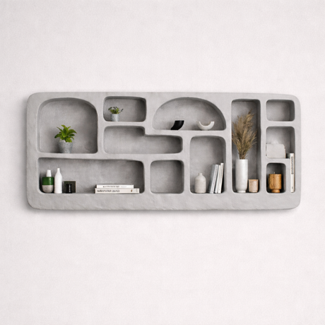 Voli Wall Mounted  Display Unit – Wabi-Sabi Inspired Sculptural Shelving with Organic Form and Natural Texture