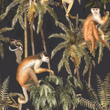 Golden Primates Wallpaper – Sepia & Charcoal Edition – Available In Printed And Embossed Versions For Eclectic Interiors
