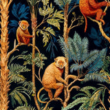 Golden Primates Wallpaper – Amber & Midnight Edition – Available In Printed And Embossed Versions For Eclectic Interiors